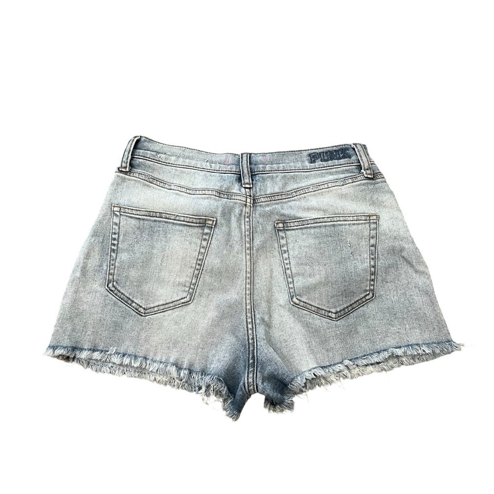 VICTORIA'S SECRET LOVE PINK HIGH WAISTED CUT OFF JEAN SHORTS LIGHT DENIM Size 10 - Picture 2 of 7